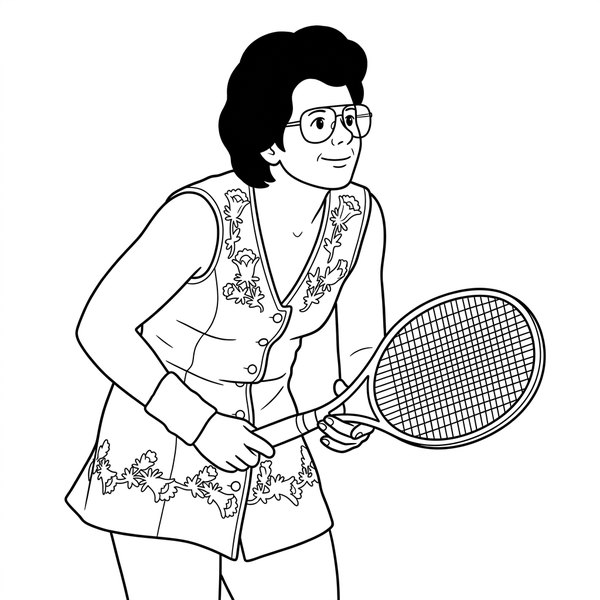 Billie Jean King coloring page thumbnail