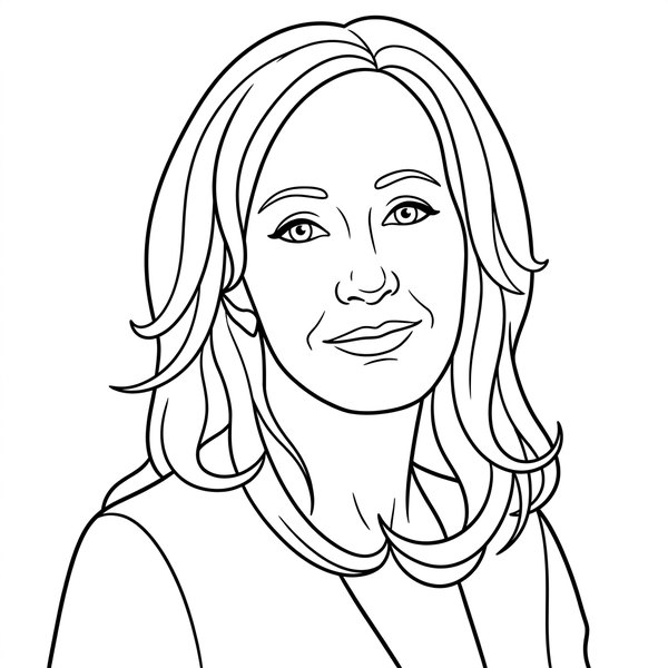 J.K. Rowling coloring page thumbnail