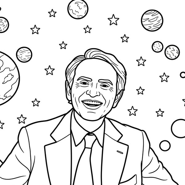 Carl Sagan coloring page thumbnail